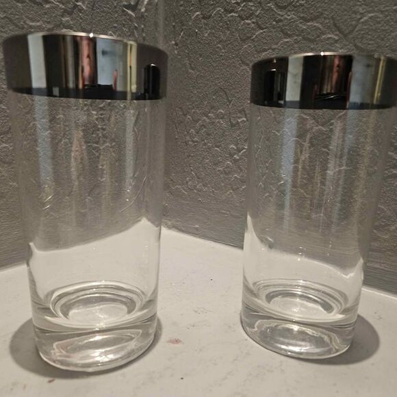 Dorothy Thorp High Ball Silver Band Glasses Set of 2 5.5" - Picture 1 of 6